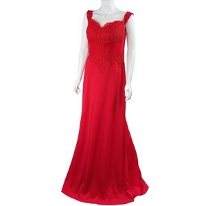 May Queen Couture Sleeveless Lace Detailing  High Slit‎ Prom Evening Dress  12